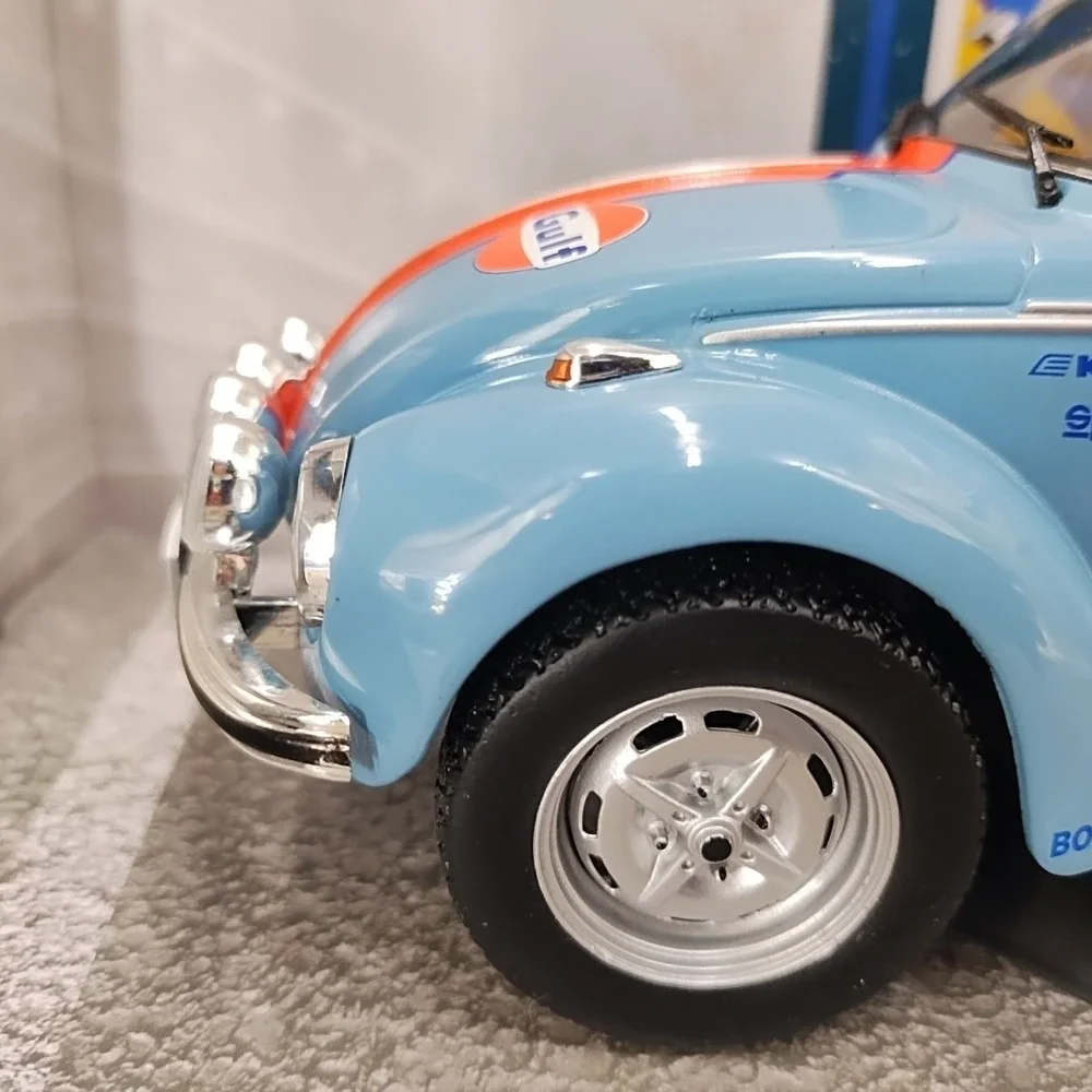 1:18 Solido Diecast Blue Volkswagen Beetle 1303 #7 GULF Rally Cold Balls 2019